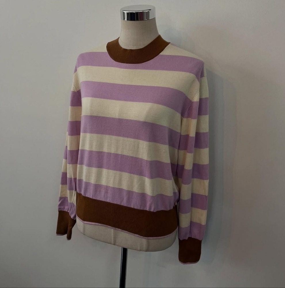 Scotch & Soda Women's Lilac and White Striped Sweater